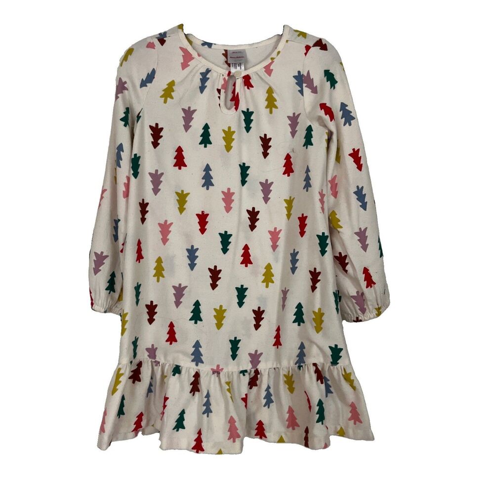Hanna Anderson Flannel Christmas Tree Nightgown Size 8